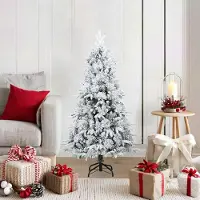 vidaXL "Schlussverkauf" Künstlicher Scharnier-Weihnachtsbaum(1 pc) - Kunstbaum/Tannenbaum - schneebedeckt Weiß 120 cm C8197