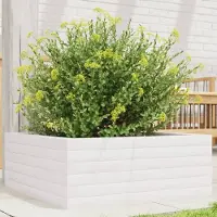 vidaXL "Rabatt" Pflanzkübel modernem Design - Blumentopf/Pflanzkasten - Weiß 60x60x23 cm Massivholz Kiefer - Beete CC23402