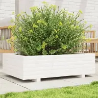 vidaXL "Rabatt" Pflanzkübel modernem Design - Blumentopf/Pflanzkasten - Weiß 90x60x26,5 cm Massivholz Kiefer - Beete CC23421