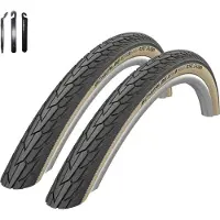 Schwalbe 2 x RoadCruiser K-Guard HS 484 Fahrradreifen schwarz/gumwall 32-630 (27 x1 1/4") inkl. Reifenheber