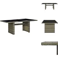 vidaXL Gartentisch Braun Poly Rattan und Hartglas - Gartentische