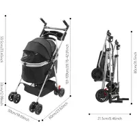 StarTech.com Hunde-Buggy, Hundewagen - Faltbares Modell - Aluminiumlegierung - Oxford-Gewebe - Bis 12 kg - Für alle Rassen - Schwarz