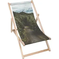 Dreamroots Liegestuhl klappbar Holz, Buchenholz bis zu 130 kg, Sonnenliege klappbar mit 3-stufiger Neigungsregulierung der Rückenlehne, Forest Track