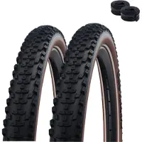 Schwalbe 2 x Smart Sam Fahrradreifen ADDIX Performance Line Schwarz/Bronze 54-584 (27.5 x 2.10) + 2 x Schläuche DV19 inkl. Reifenheber