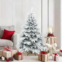 vidaXL "Schlussverkauf" Künstlicher Scharnier-Weihnachtsbaum(1 pc) - Kunstbaum/Tannenbaum - schneebedeckt Weiß 150 cm C8201
