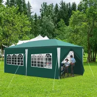 HENGDA Pavillon Gartenzelt – Praktisches Strandzelt, einfache Montage mit Easy-Klett, ideal für Partys Grün 3x6m