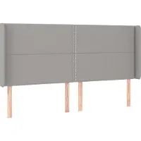 Syfax Kopfteil mit Ohren Hellgrau 203x16x118/128 cm Stoff
