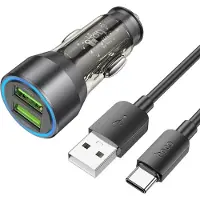 Hoco Autoladegerät 2 x USB QC3.0 18W + USB-Kabel auf Typ C NZ12 schwarz