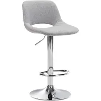 DELUKE Barhocker JAKSON - Hellgrau, Stoff, Chrom | Barhocker mit Lehne Barstuhl Tresenhocker Tresenstuhl Kneipenhocker Kneipenstuhl