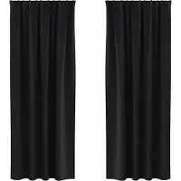vidaXL Verdunkelungs-Vorhänge mit Ringen 2 pcs Schwarz 225 x 140 cm