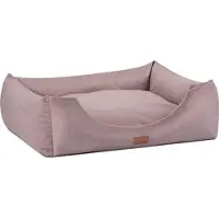 Adgo Oaza Velvet Hundebett mit Rand, Haustierbett, Bett, Bodenbett, Hundekissen, Hundesofa, Katzenbett, Hundekörbchen, Hundecouch, L (80x60, Rosa)