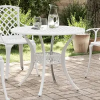 vidaXL Möbel Gartentisch Weiß Ø90x75 cm Aluminiumguss - Balkon Tisch 4002809