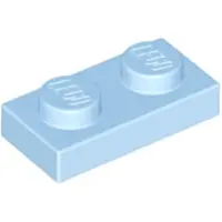 LEGO 250x 1x2 Platten 3023 - Plate Helles Hellblau - Bright Light Blue