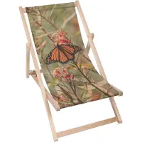 Dreamroots Liegestuhl klappbar Holz bis zu 130 kg, Sonnenliege klappbar mit 3-stufiger Neigungsregulierung der Rückenlehne, Swallowtail Butterfly