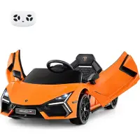 Costway Elektroauto Lamborghini Revuelto, 12V Elektro Kinderauto mit LED Scheinwerfer, Fernbedienung, Hupe & Musik, 3-5 km/h für Kinder 3+ Orange