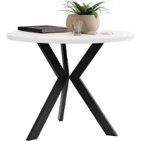 Mirjan 24 Couchtisch STK M6, Beine aus Stahl, 65x65x50 cm, Wohnzimmer (Farbe: Weiß / Schwarz)