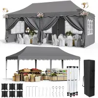 OEM Pop-Up Pavillon Zelt, wasserdicht, UV-Schutz, stabiler Aluminiumrahmen, Dunkelgrau