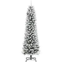 Syfax Künstlicher Weihnachtsbaum Schlank mit Schnee 210 cm PVC & PE