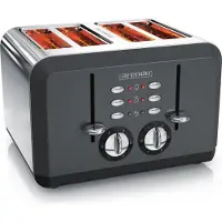Arendo Toaster, 4 kurze Schlitze, für 4 Scheiben, 1630 W, Automatik, Edelstahl, Wärmeisolierendes Doppelwandgehäuse, grau