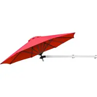 Costway 250cm Sonnenschirm für die Wand, Wandschirm kippbar, Balkonschirm mit verstellbarer Aluminiumstange, wandmontierter Gartenschirm, Rot