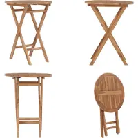 vidaXL Klappbarer Gartentisch 60 cm Teak Massivholz - Gartentisch - Gartentische - Bistrotisch - Bistrotische