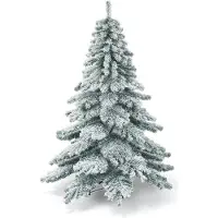 Northix 180 cm künstlicher Weihnachtsbaum mit Schneeflocken Christbaum PVC Spitzen Grün + Weiß