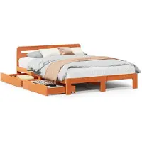 Syfax Massivholzbett ohne Matratze Wachsbraun 120x190 cm Kiefernholz