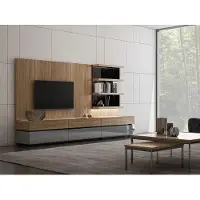AEA Wohnzimmermöbel Wohnwand 320 cm Einrichtung Braun Luxus Wand Regale