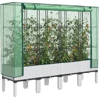 vidaXL Möbel Hochbeet mit Gewächshaus-Aufsatz Rattan-Optik 160x40x140 cm - Beete 4015849