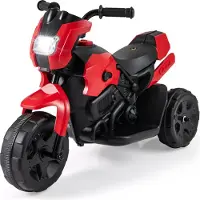 Goplus Elektro Kindermotorrad, 6V Elektro Motorrad Kinder mit LED-Scheinwerfer, Geschwindigkeit 2-3 km/h, Elektromotorrad für Kinder ab 3 Jahren (Rot)