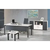 AEA Möbel Büro Arbeitszimmermöbel Eckbürotisch Set 3tlg Holz Grau Tisch