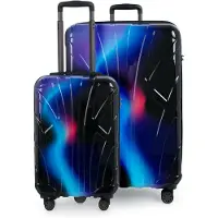 Suitline - 2er Kofferset , Bordgepäck Trolley 55x35x20 cm + großer Reisekoffer, Aufgabegepäck Gurtmaß 158 cm erweiterbar 76 cm, ABS, TSA, ,Neon Blue