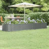vidaXL (Robust Möbel)Blumenkübel - CLORIS - Pflanzgefäß - Robust und langlebig - Hochbeet Verzinkter Stahl 296x80x36cm Grau - Beete DEMöbel6756343