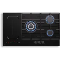 Klarstein MultiChef 5 Induktionskochfeld Mit Gaskochfeld - 5 Zonen, Flexzone, 10,6 Kw, Schieberegler, Stop&Go, Timer, Gusseisen, Schwarz, 87,5 Cm