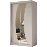 Beautysofa Schwebetürenschrank VOX 120 cm – Kleiderschrank mit Spiegel & Schiebetüren (Kaschmir)