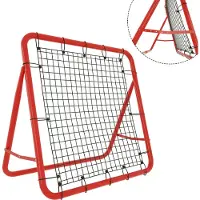 XMTECH Fußball Rebounder Kickback Tor Rückprallwand Netz 100 x 100 x 65 cm für Übungen Fußballschuss Baseball Verstellbar Rot