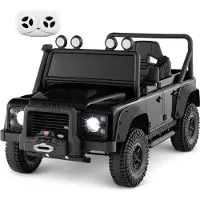 Costway Kinder Elektroauto, 12V Kinderauto Elektro mit Fernbedienung, Scheinwerfern, Hupe, Musik, USB & MP3, elektrisches Auto für kinder 3+ Schwarz