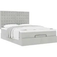 Syfax Ottoman-Bett mit Matratzen Hellgrau 140x190 cm Samt