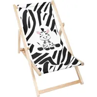 Dreamroots Liegestuhl klappbar Holz, Buchenholz bis zu 130 kg, Sonnenliege klappbar mit 3-stufiger Neigungsregulierung der Rückenlehne, Zigzebra