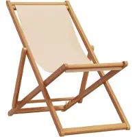 vidaXL Strandstuhl Klappbar Beige Massivholz Eukalyptus und Stoff