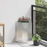 vidaXL "Schlussverkauf" Eckpflanzer im Garten - 1 pc - Hochbeet/Gartenbeet - Silber 30x30x50 cm Edelstahl C13649