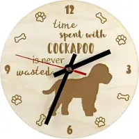 Art-Dog Cockapoo - Uhr mit Hund, Holzuhr mit Gravur, personalisierte Uhr von