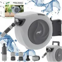 Adgo Schlauchaufroller für Gartenschlauch an der Wand 15 m automatische Trommel Komplette Anschlussgarnitur