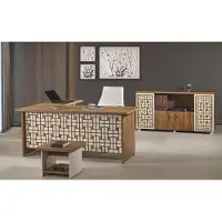 AEA Gruppe Büro Eckbürotisch Arbeitszimmermöbel Schrank 3tlg Holz Braun
