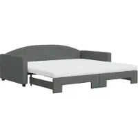 Syfax Tagesbett Ausziehbar mit Matratzen Dunkelgrau 100x200 cm Stoff