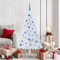 vidaXL "Schlussverkauf" Künstlicher Weihnachtsbaum(1 pc) - Kunstbaum/Tannenbaum - Weiß 150 cm PVC und Stahl C8100