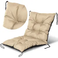 AIO Factory Stuhlauflage Gartenstuhl Auflage 50x50x10 cm Stuhlkissen Sitzkissen und Ruckenkissen Wasserdicht Indoor und Outdoor Beige