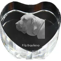 Art-Dog Fila Brasileiro, Brasilianischer Mastiff - Hundebild im Kristall, Kristallherz, einzigartiger Bilderrahmen der Marke