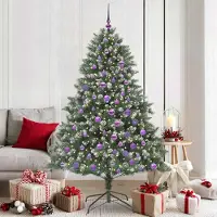 vidaXL "Schlussverkauf" Künstlicher Weihnachtsbaum(1 pc) - Kunstbaum/Tannenbaum - mit 300 LEDs mit Ständer Grün 180 cm C7355