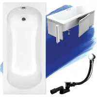 Badland Badewanne Rechteck Aria 140x70 mit Ablaufgarnitur, Füßen und Styroporverkleidung GRATIS